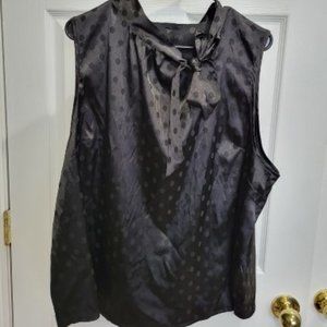 Shein Black Shiny Tie Front Sleeveless Blouse 3x